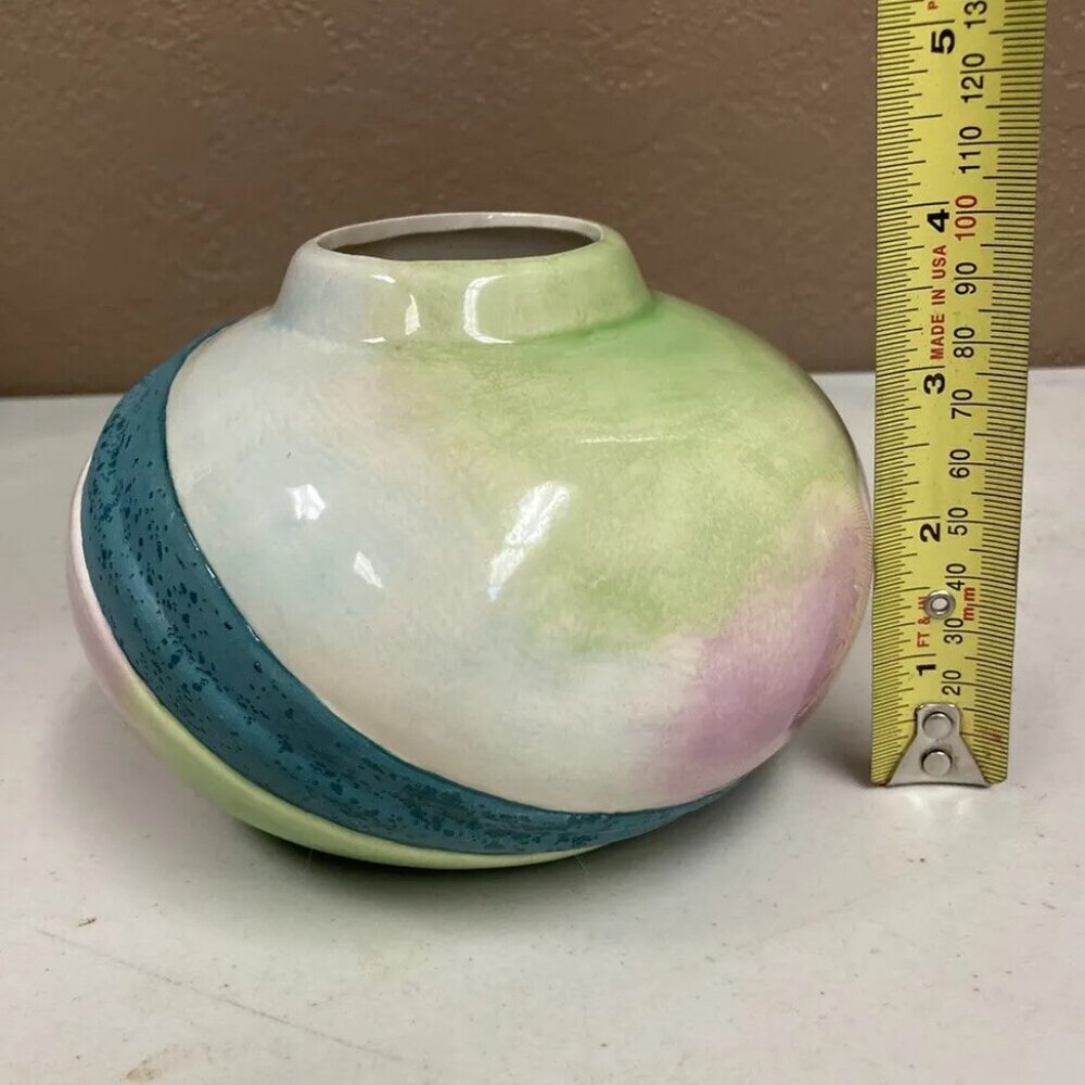 Vintage 1980’s Style Pottery 4” Vase Glossy & Matte Raku Look - Picture 8 of 10